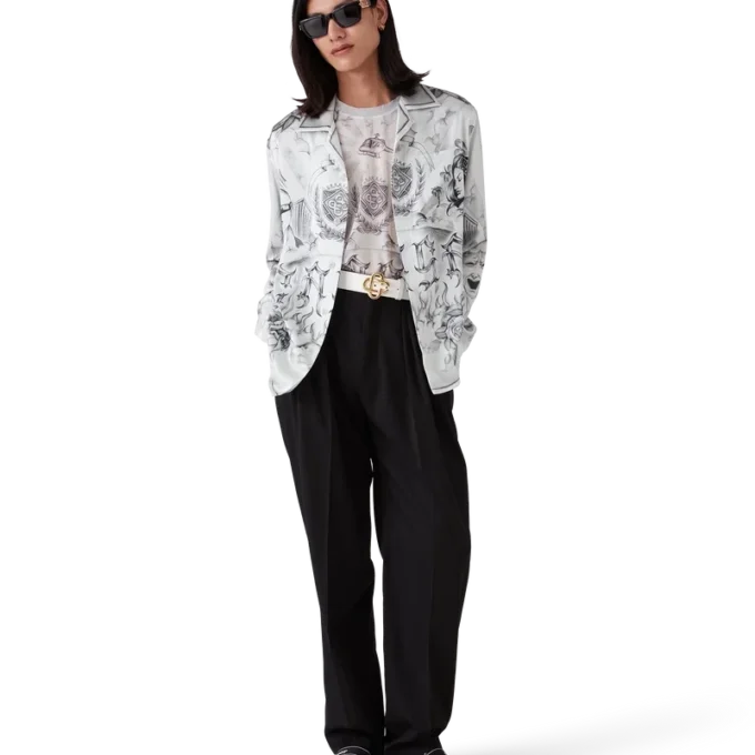 Tattoo långärmad silkesskjorta