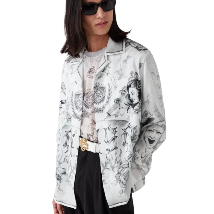 Tattoo långärmad silkesskjorta