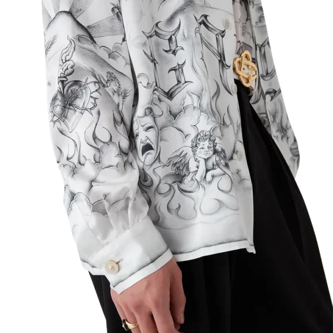 Tattoo långärmad silkesskjorta