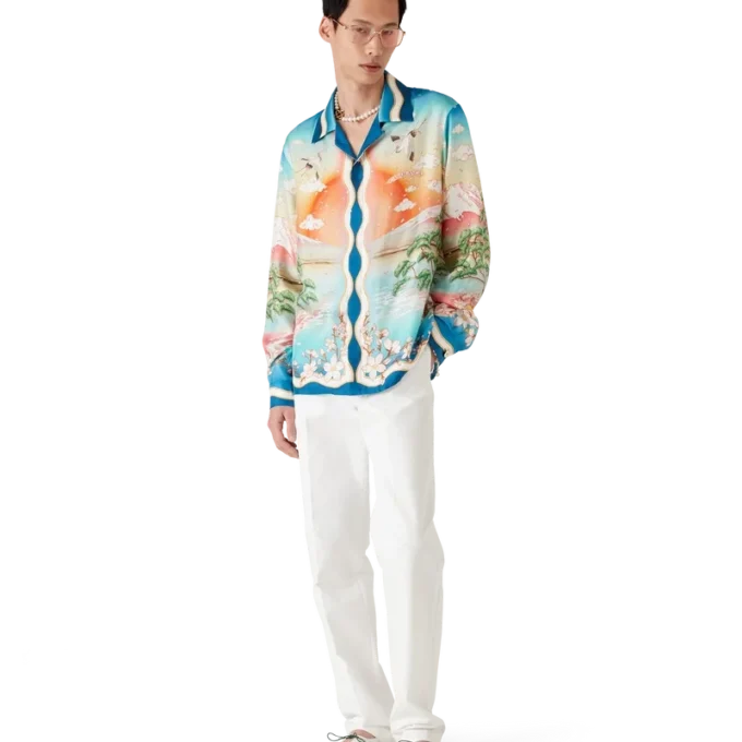 Tennis Club långärmad silkesskjorta