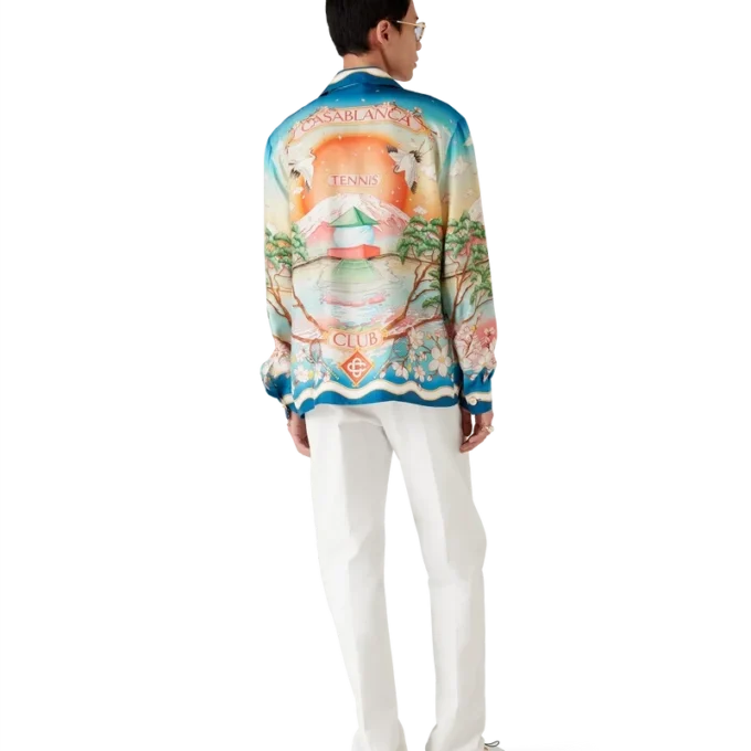 Tennis Club långärmad silkesskjorta