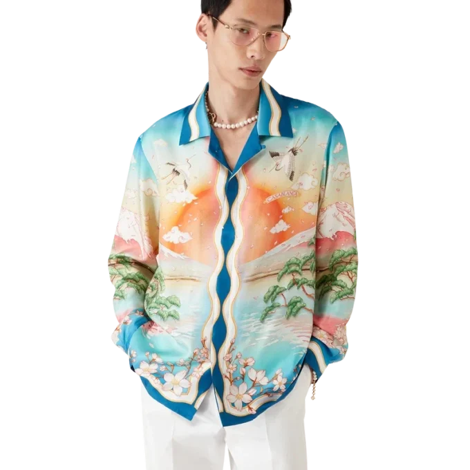 Tennis Club långärmad silkesskjorta