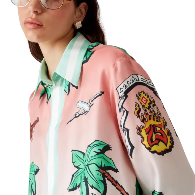 Tennis Club långärmad silkesskjorta