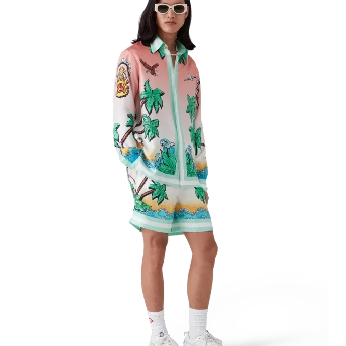 Tennis Club långärmad silkesskjorta