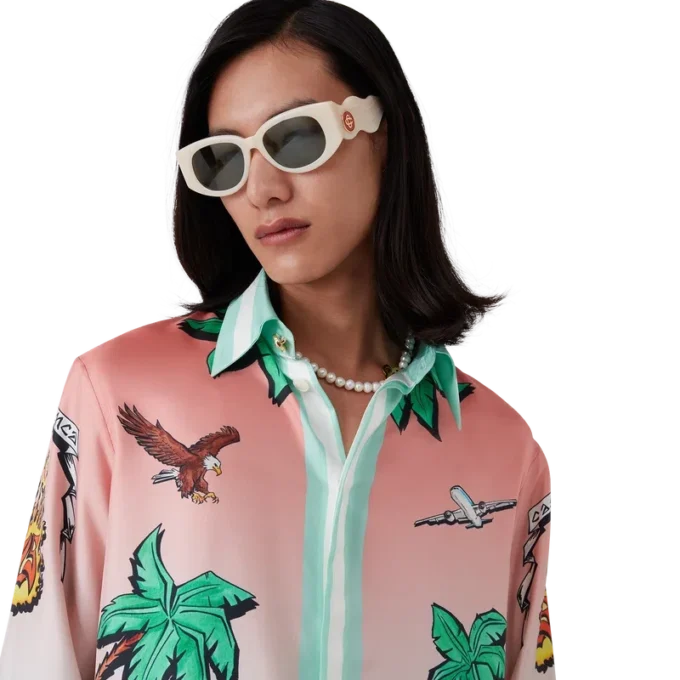 Tennis Club långärmad silkesskjorta