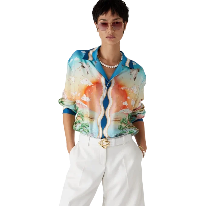 Tennis Club silkes skjorta med långa ärmar