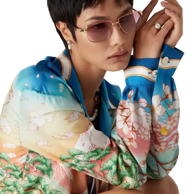 Tennis Club silkes skjorta med långa ärmar