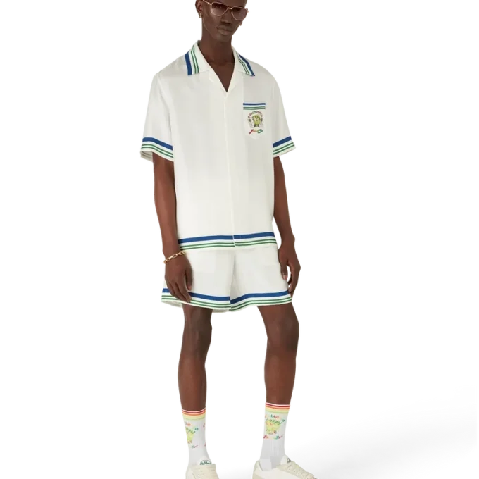 Tennis Mascot kortärmad skjorta i silketwill