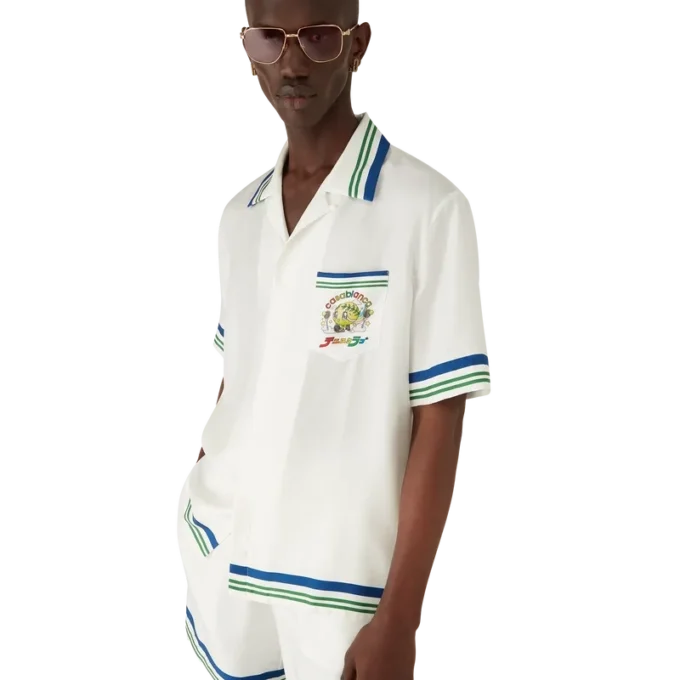 Tennis Mascot kortärmad skjorta i silketwill