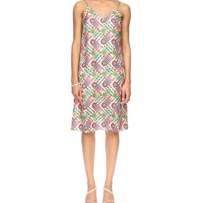 Tennis Monogram-slipklänning i siden