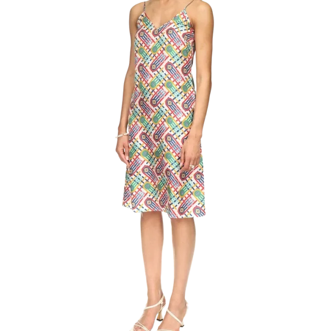 Tennis Monogram-slipklänning i siden