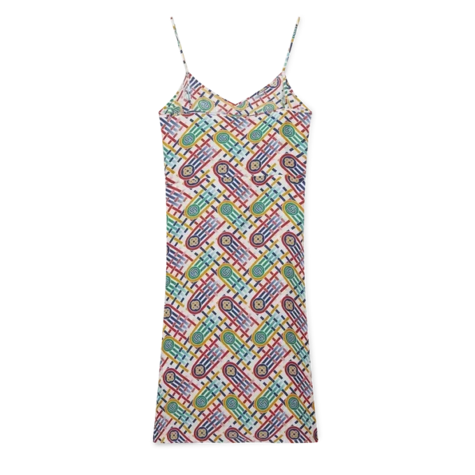 Tennis Monogram-slipklänning i siden