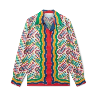 Tennis-silkeskjorta med monogram