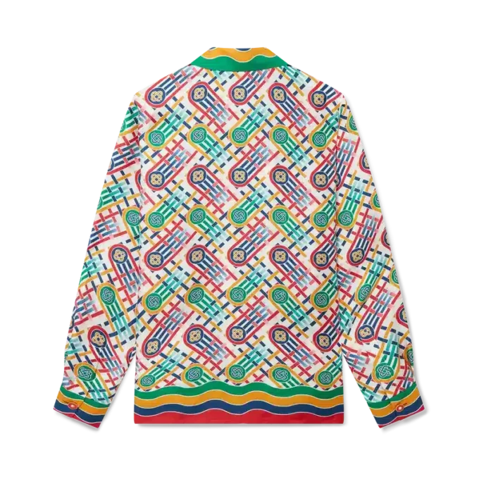 Tennis-silkeskjorta med monogram