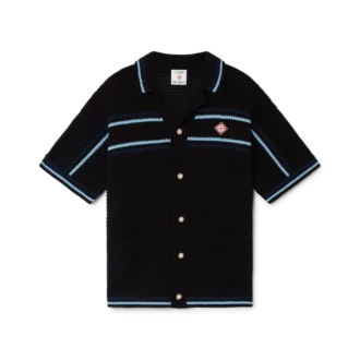 Tennis-skjorta i bomullskrochet med korta ärmar