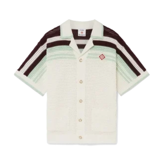 Tennis-skjorta i bomullskrochet med korta ärmar