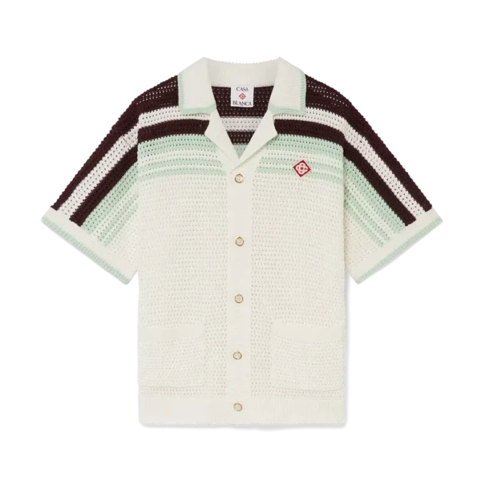 Tennis-skjorta i bomullskrochet med korta ärmar