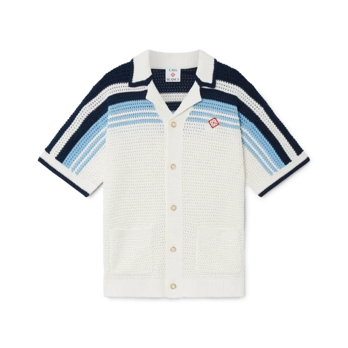 Tennis-skjorta i bomullskrochet med korta ärmar