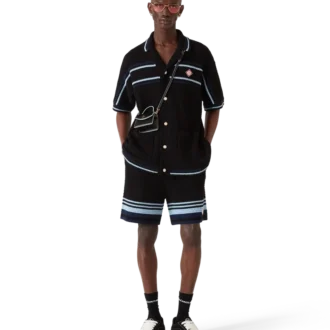 Tennis-skjorta i bomullskrochet med korta ärmar