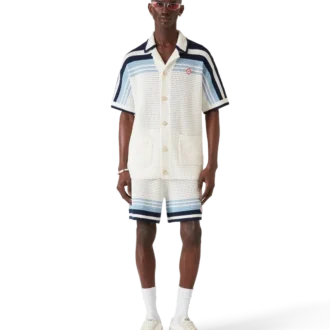 Tennis-skjorta i bomullskrochet med korta ärmar