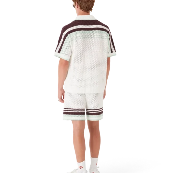 Tennis-skjorta i bomullskrochet med korta ärmar