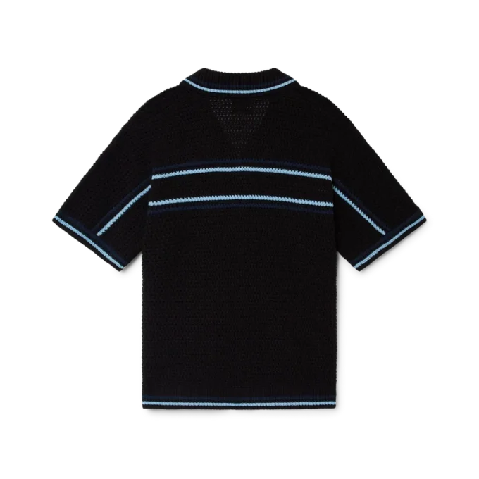 Tennis-skjorta i bomullskrochet med korta ärmar