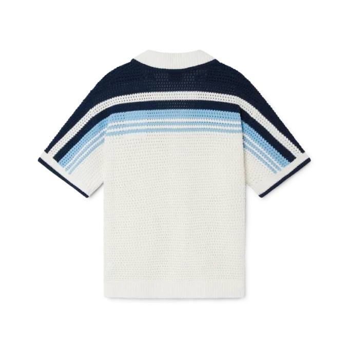 Tennis-skjorta i bomullskrochet med korta ärmar