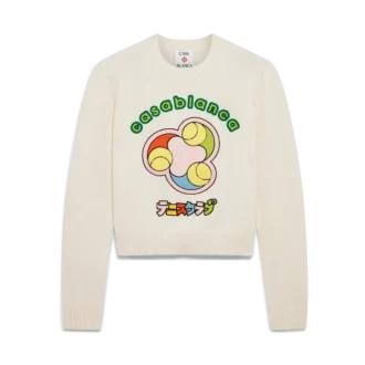 Tennissboll-merinoullströja med rund hals