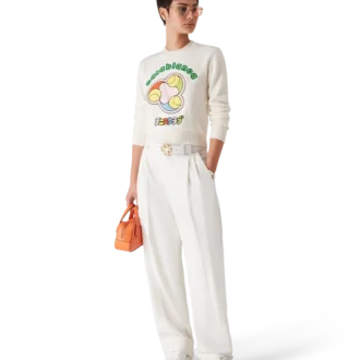 Tennissboll-merinoullströja med rund hals