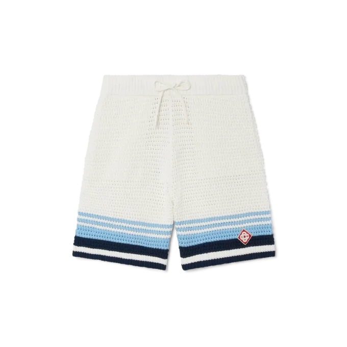 Tennisshorts i bomullskrochet