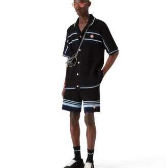 Tennisshorts i bomullskrochet