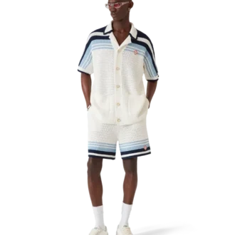 Tennisshorts i bomullskrochet