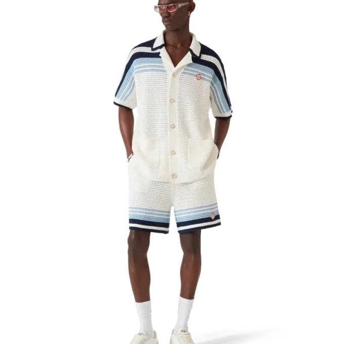 Tennisshorts i bomullskrochet