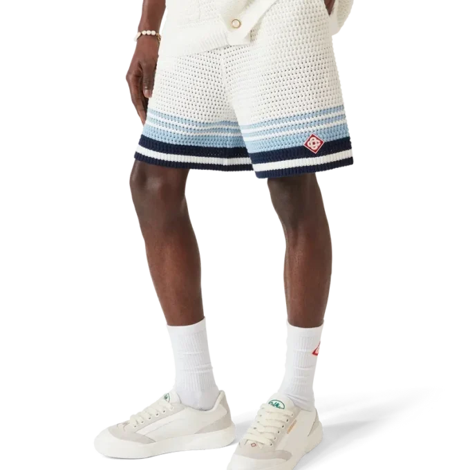 Tennisshorts i bomullskrochet