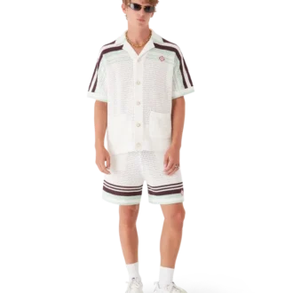 Tennisshorts i virkat bomullstyg