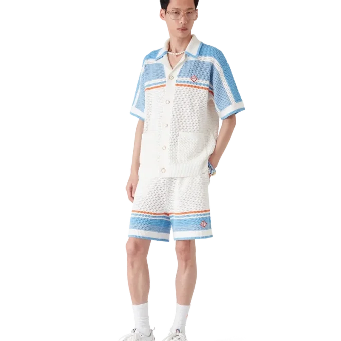 Tennisshorts i virkat bomullstyg