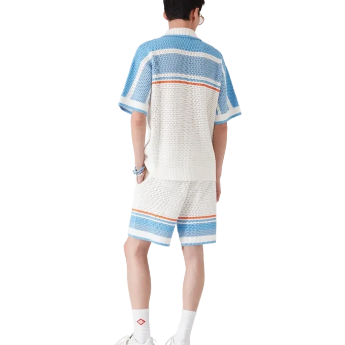 Tennisshorts i virkat bomullstyg