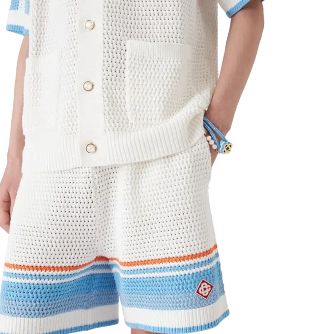 Tennisshorts i virkat bomullstyg