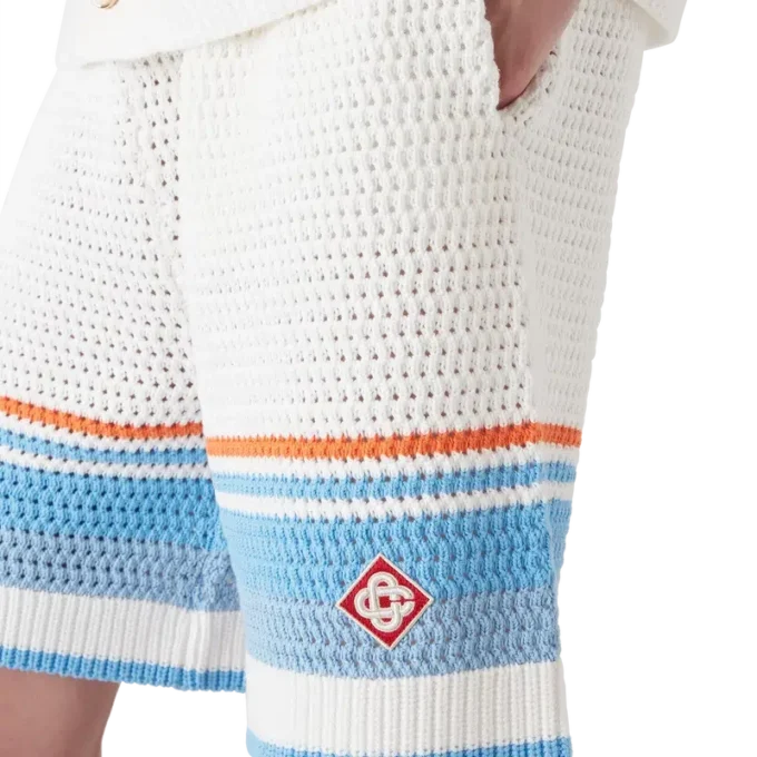 Tennisshorts i virkat bomullstyg