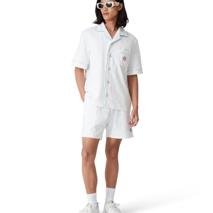 Tennisstrippad frotteskjorta