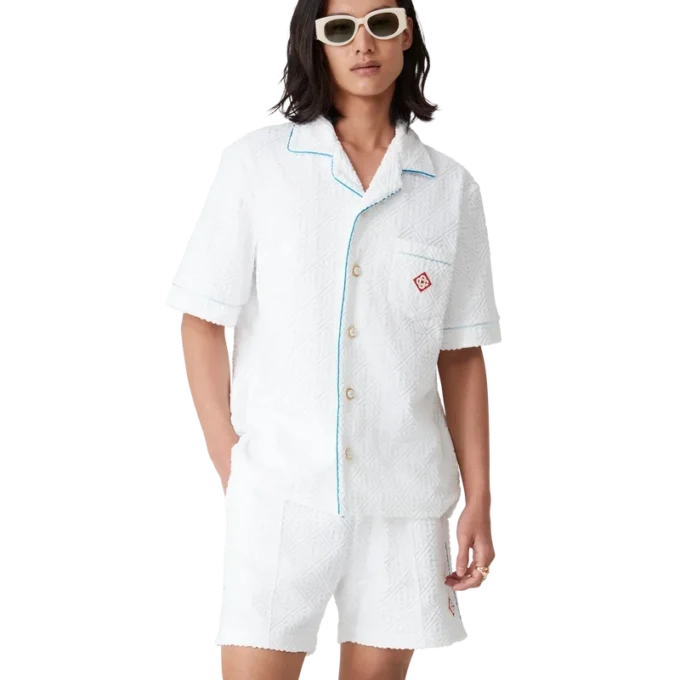 Tennisstrippad frotteskjorta