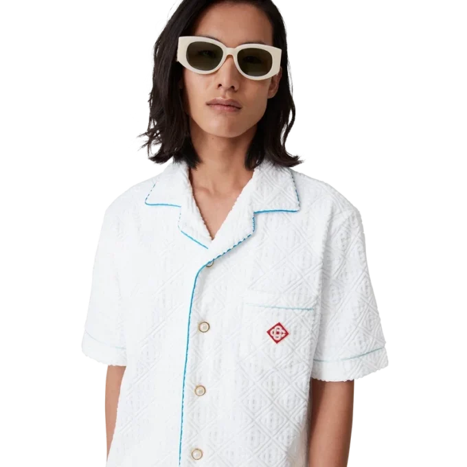 Tennisstrippad frotteskjorta