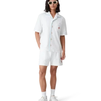 Tennisstrippade frottéshorts