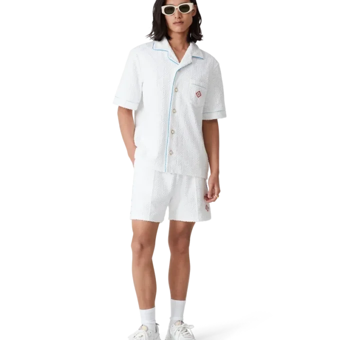 Tennisstrippade frottéshorts