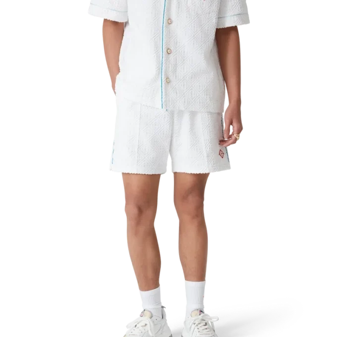 Tennisstrippade frottéshorts