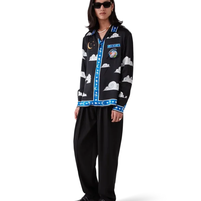 The Four Elements långärmad silkesskjorta