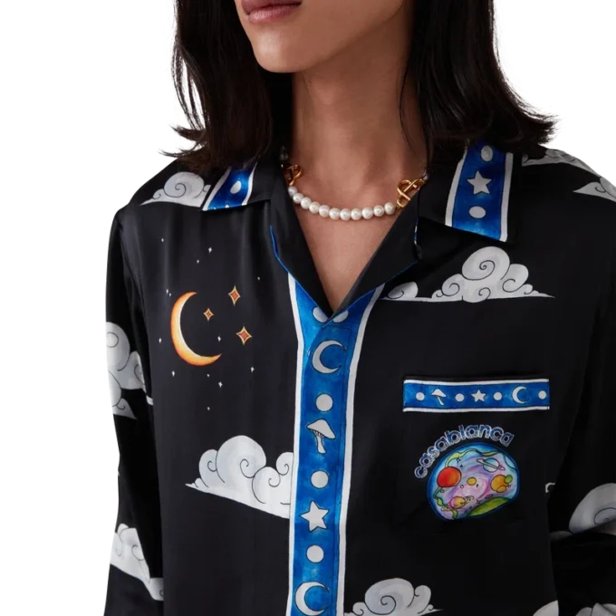 The Four Elements långärmad silkesskjorta