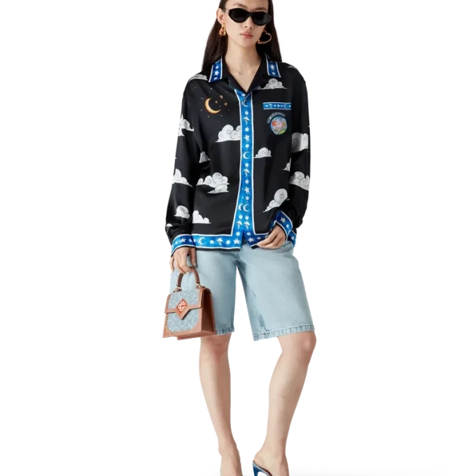 The Four Elements långärmad silkesskjorta