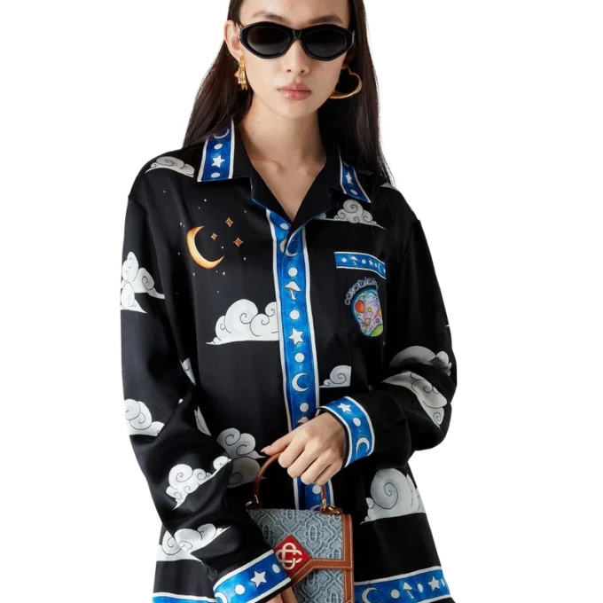 The Four Elements långärmad silkesskjorta