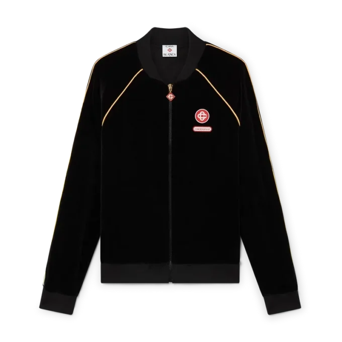 Träningsjacka i velour med gradientkant